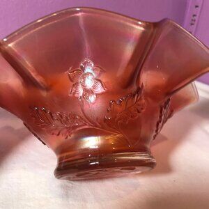 Dugan Marigold Daisy Ruffled Carnival Glass Dish Flower Burst GUC Display Retro